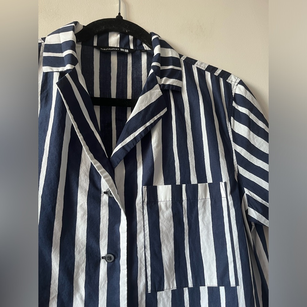 Uniqlo x Marimekko Navy and White Striped Shirt - Picture 5 of 7